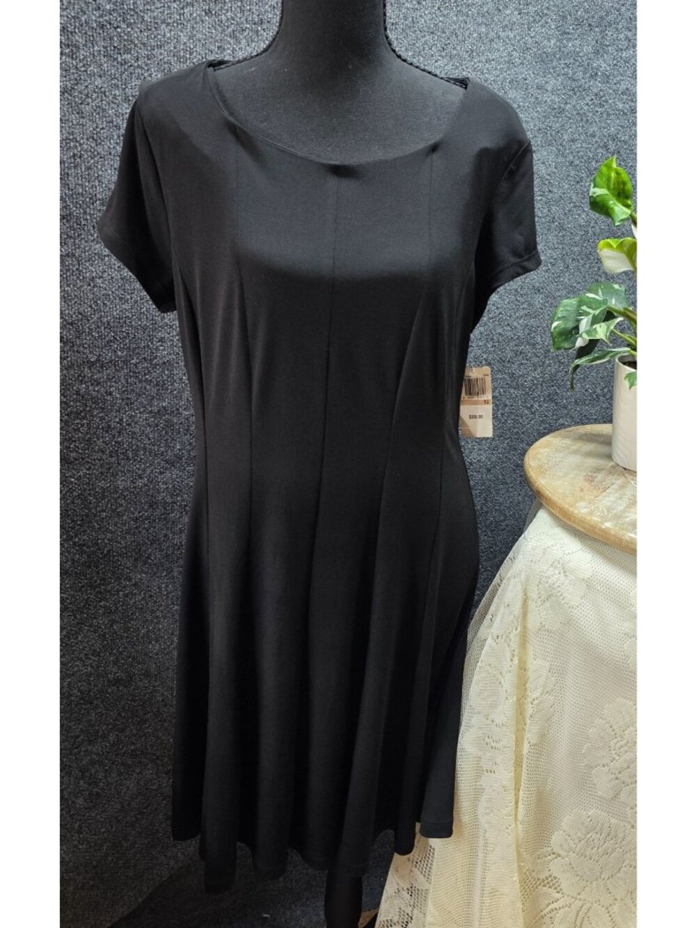 Y2K Whimsygoth Midi Skater Dress 12 Black Dark Fairy Witchy Capsule Minimalist